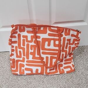 Orange and White Geometric Tote Bag